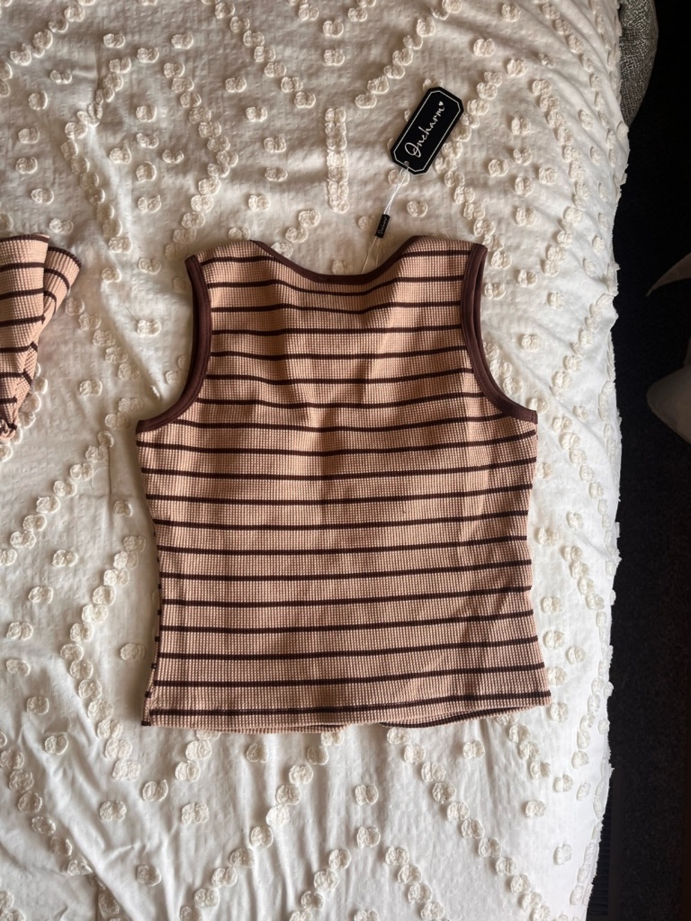 Oncharm Women’s 2 Piece Short Sets Striped Waffle Knit 95% cotton - Picture 7 of 12